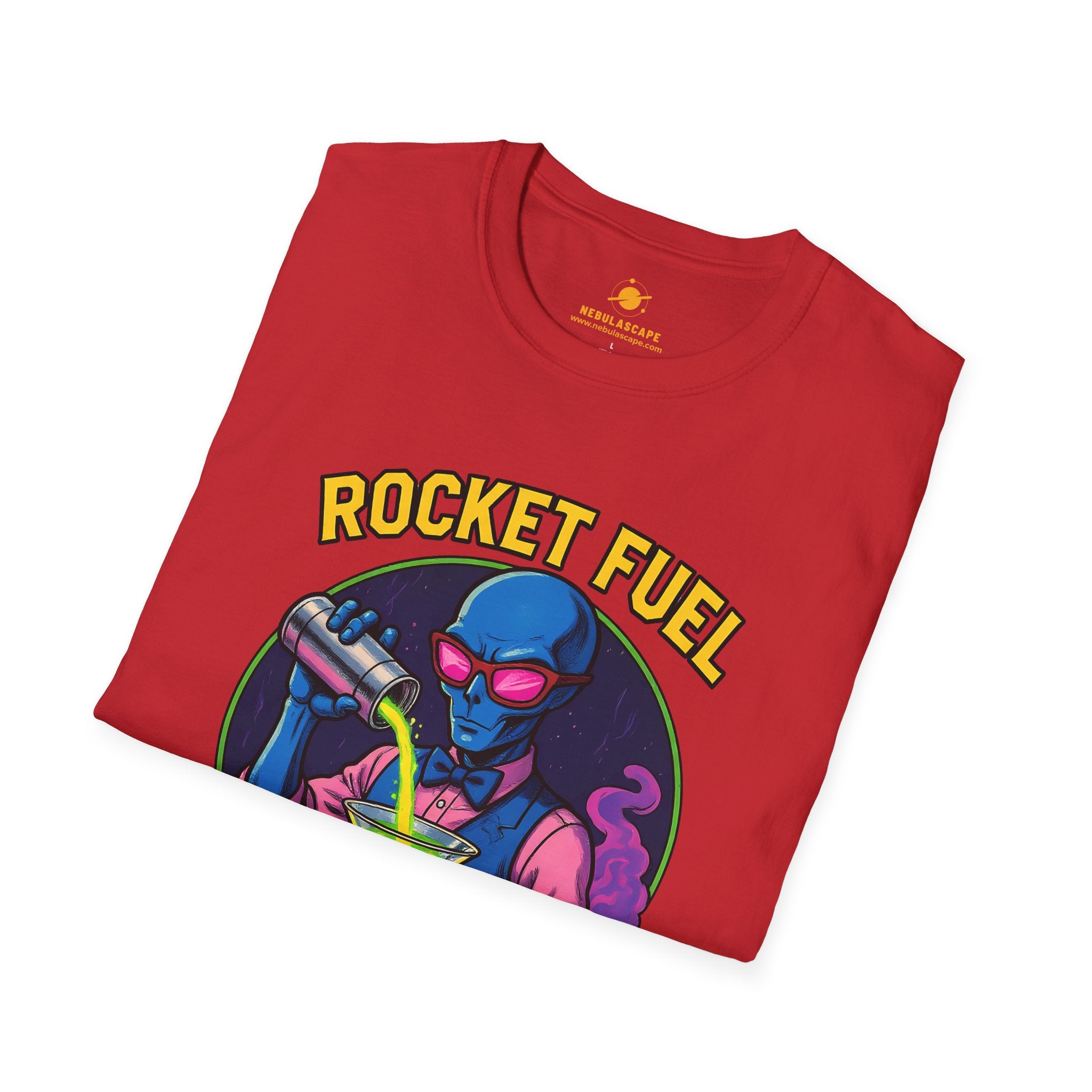 T-Shirt — Rocket Fuel Served Cold Graphic Tee (Alien Scientist Design)