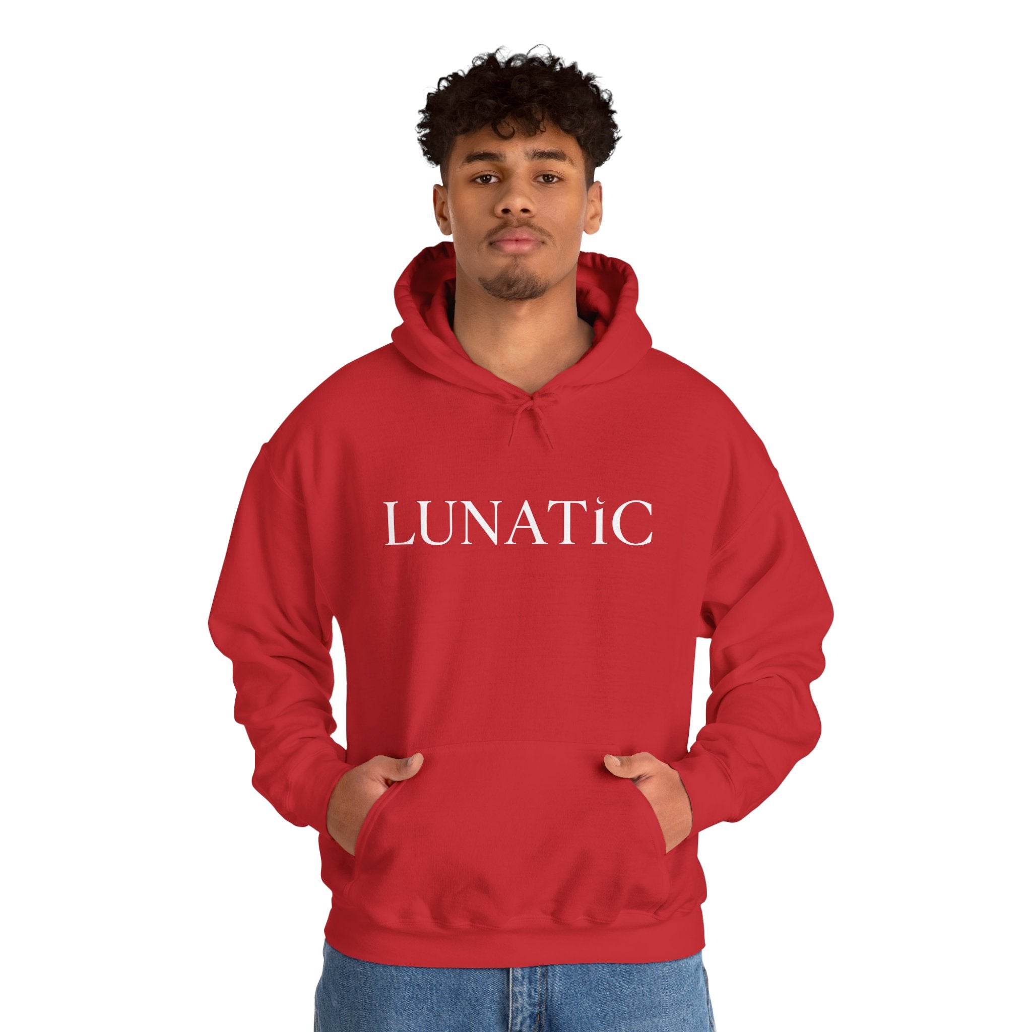 Lunatic Graphic Hoodie — Gothic Moonlit Text Pullover