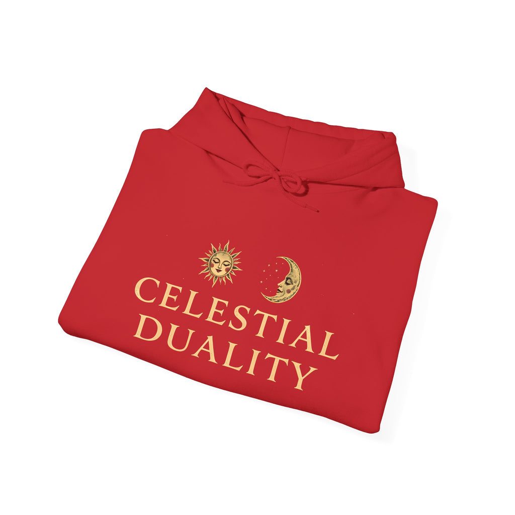 Celestial Duality Hoodie — Sun & Moon Spiritual Graphic Pullover