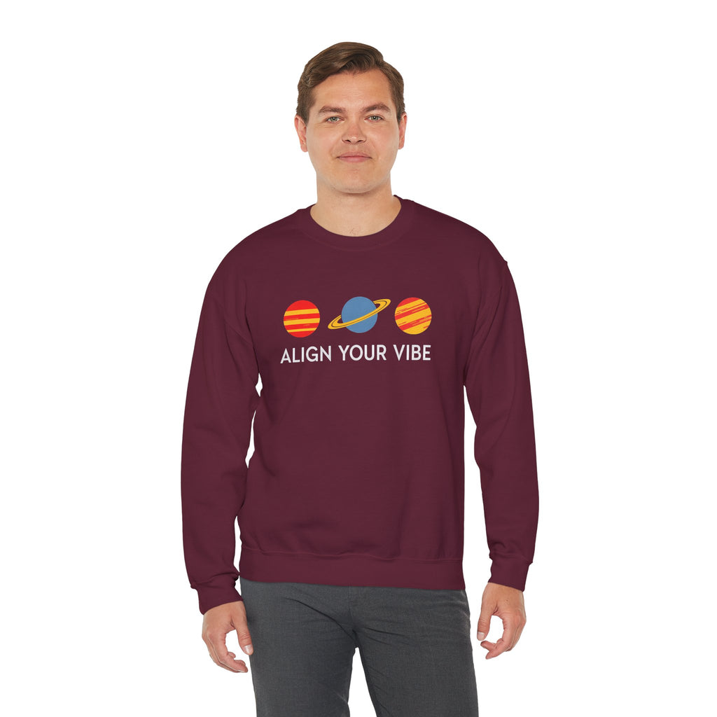 Align Your Vibe Crewneck Sweatshirt — Retro Planets Graphic
