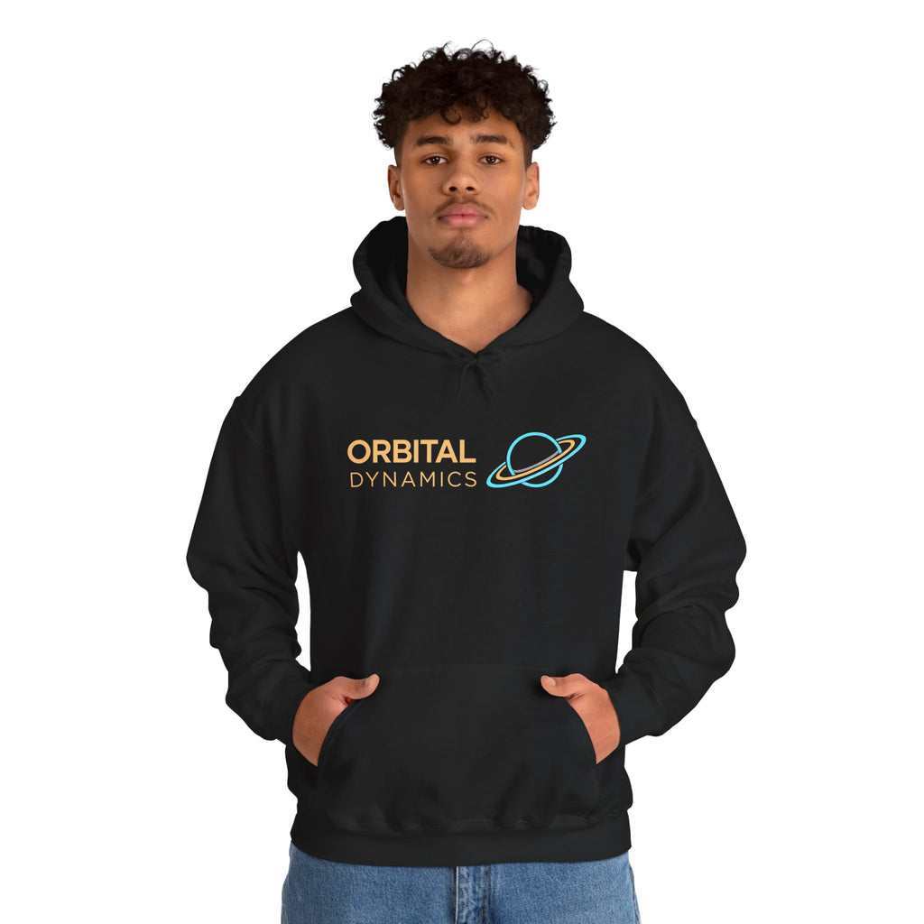 Orbital Dynamics Hoodie — Retro Planet Logo Space Sweatshirt