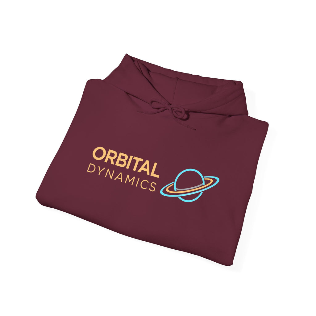 Orbital Dynamics Hoodie — Retro Planet Logo Space Sweatshirt