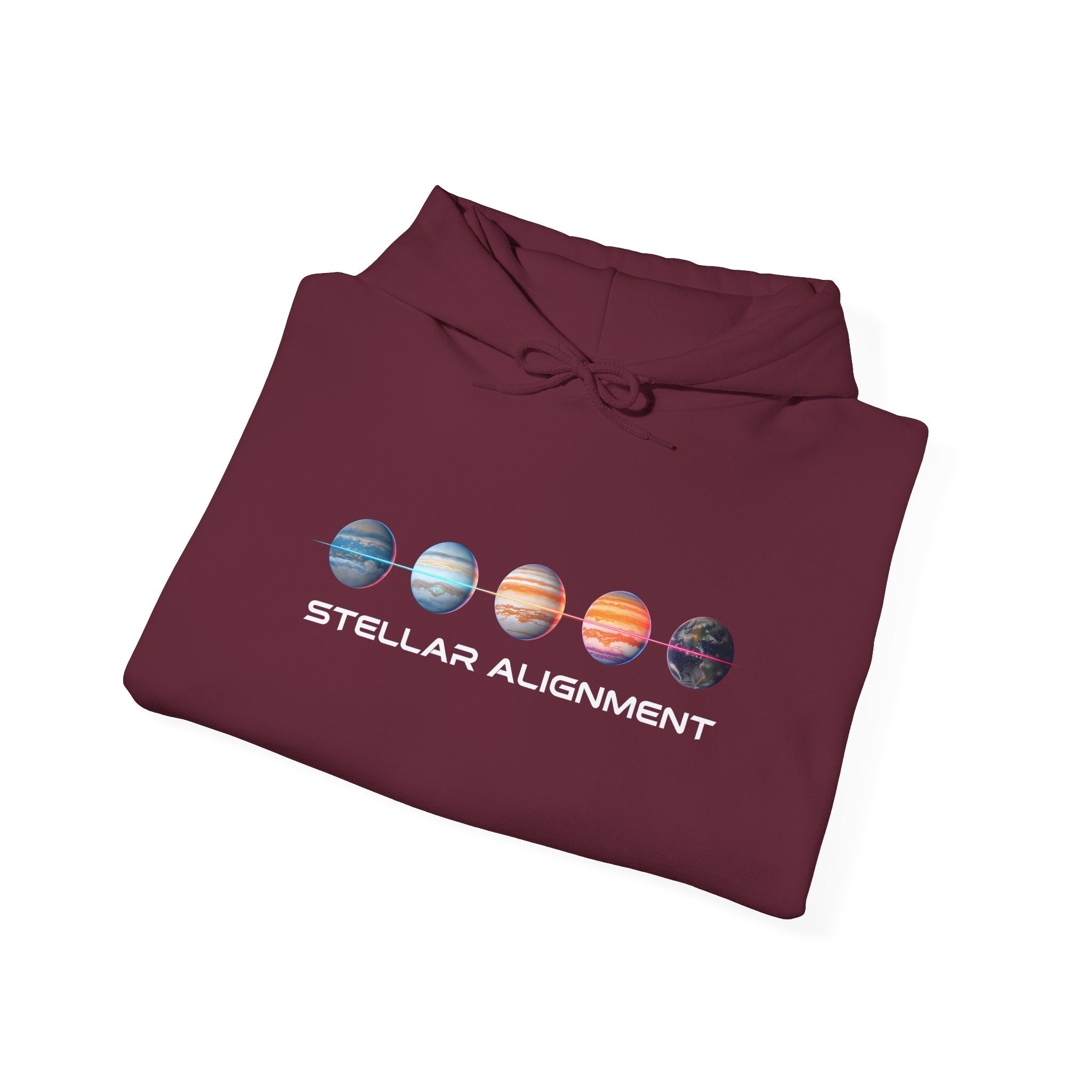 Stellar Alignment Hoodie — Celestial Planets Graphic Pullover