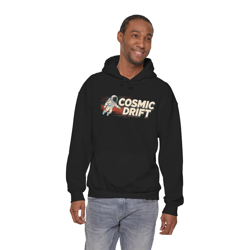 Cosmic Drift Hoodie — Retro Astronaut Space Pullover