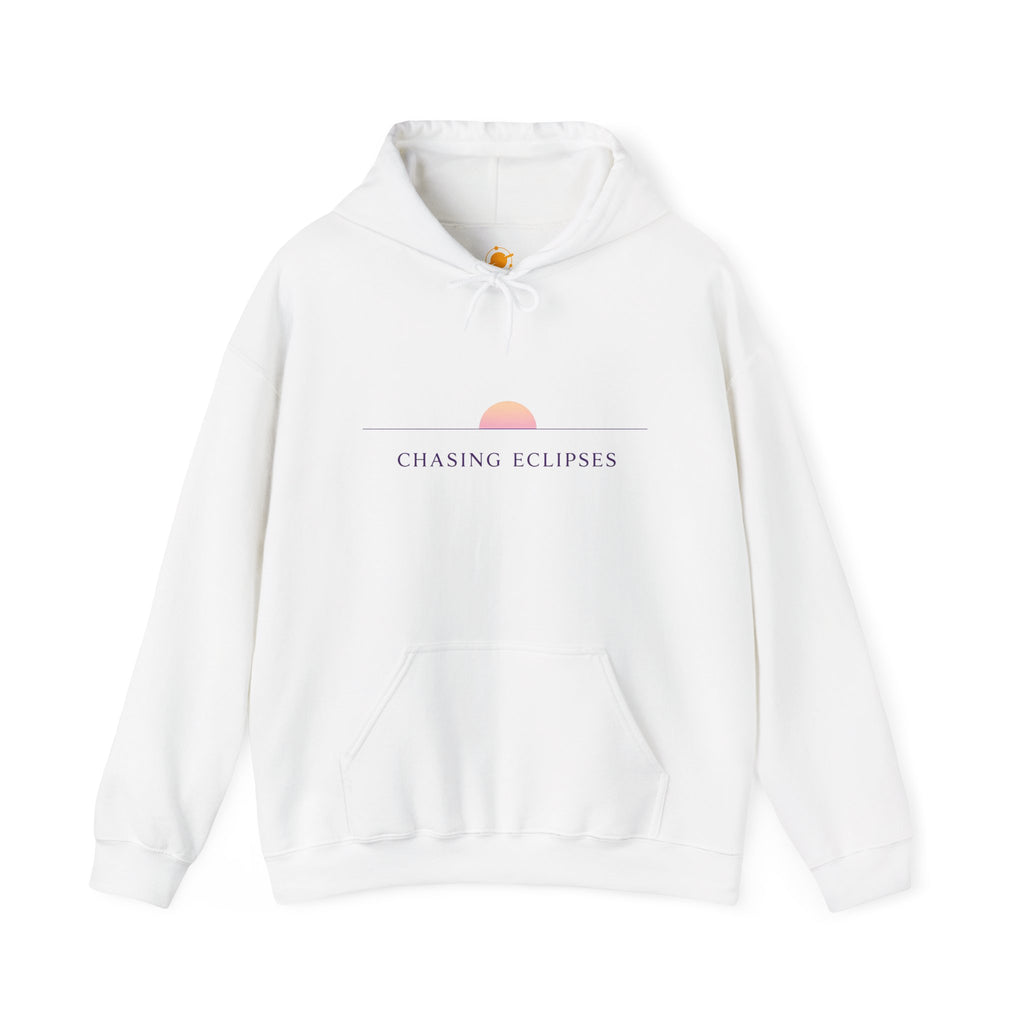 Chasing Eclipses Hoodie — Minimal Sunrise Graphic Pullover