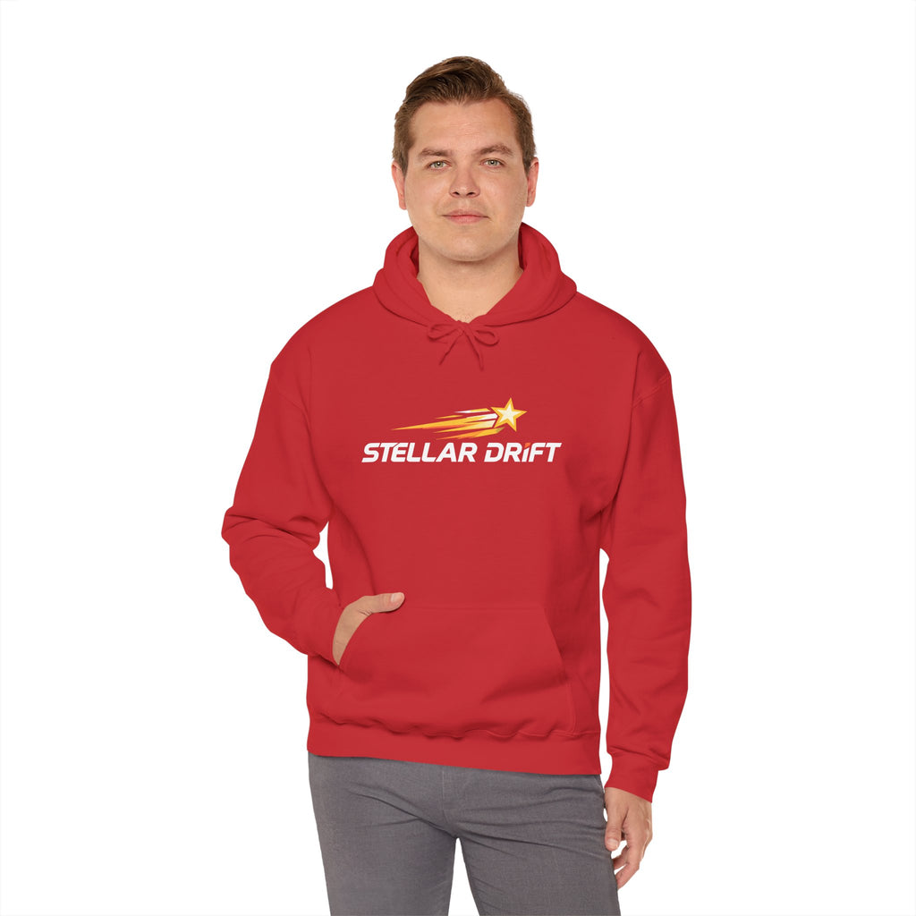 Stellar Drift Hoodie — Retro Space Racing Logo Pullover