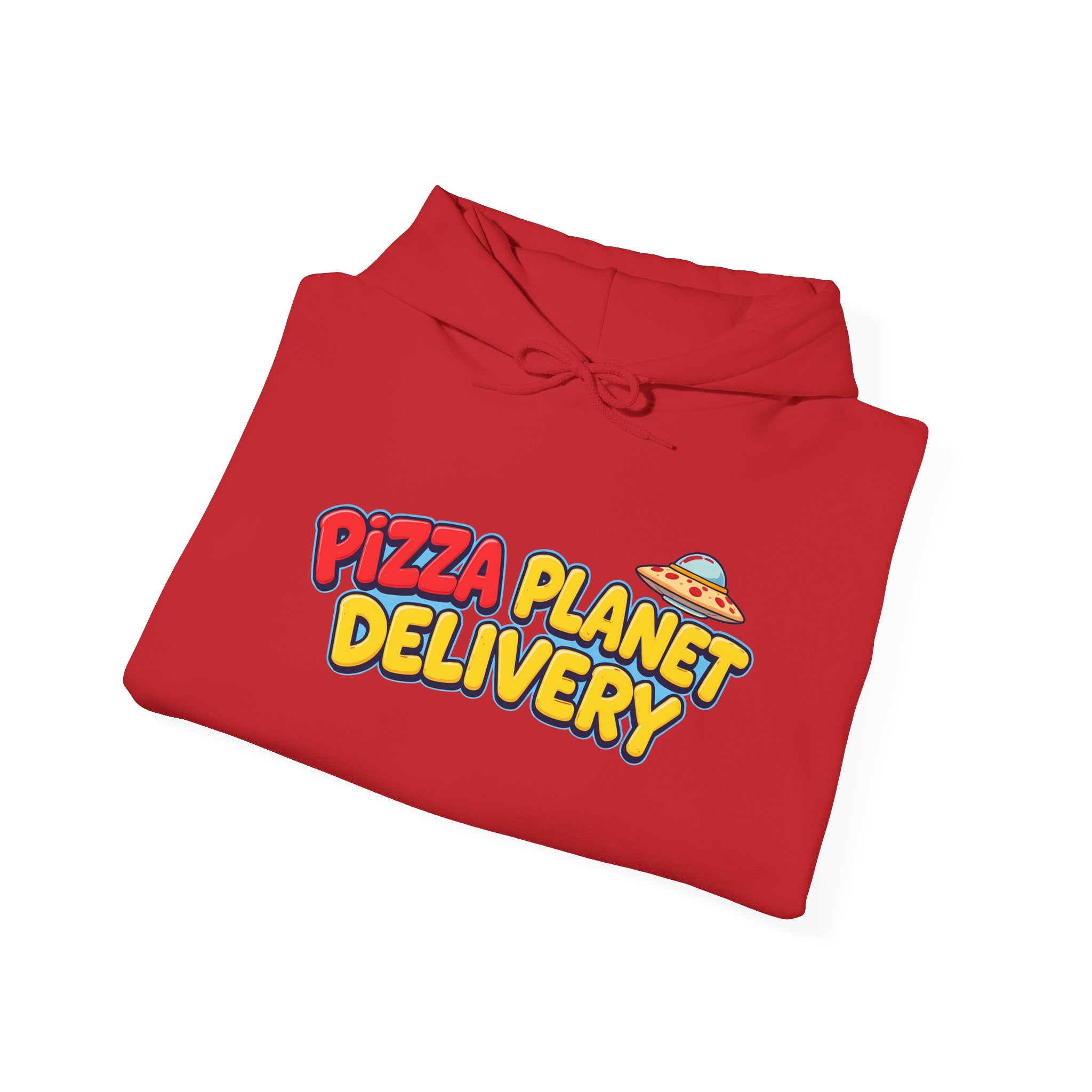 Pizza Planet Delivery Hoodie — Retro Cartoon Space Pizza Logo Pullover