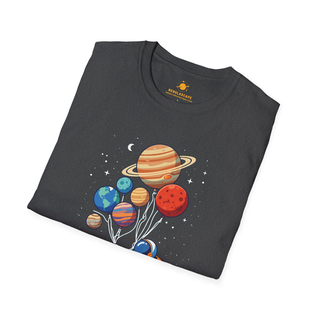 Astronaut Flying With Planet Balloons T-Shirt