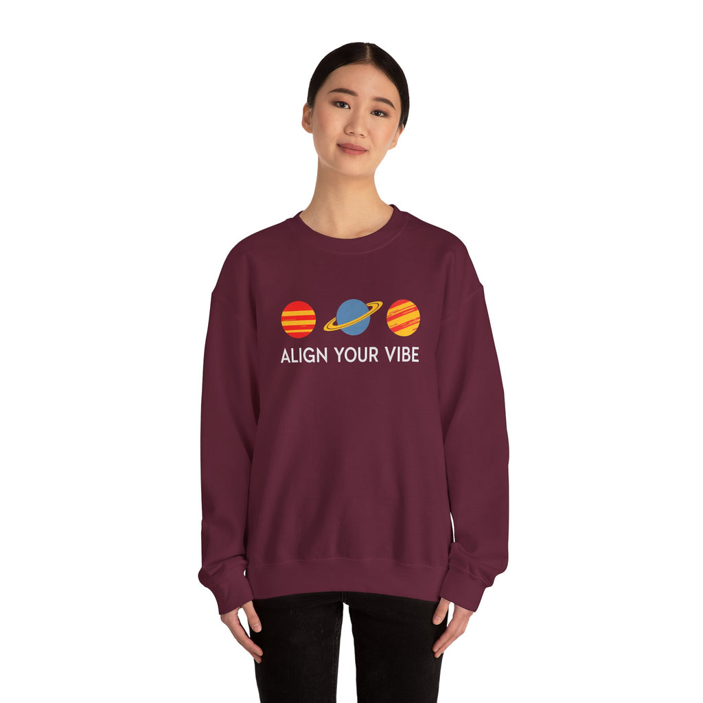 Align Your Vibe Crewneck Sweatshirt — Retro Planets Graphic