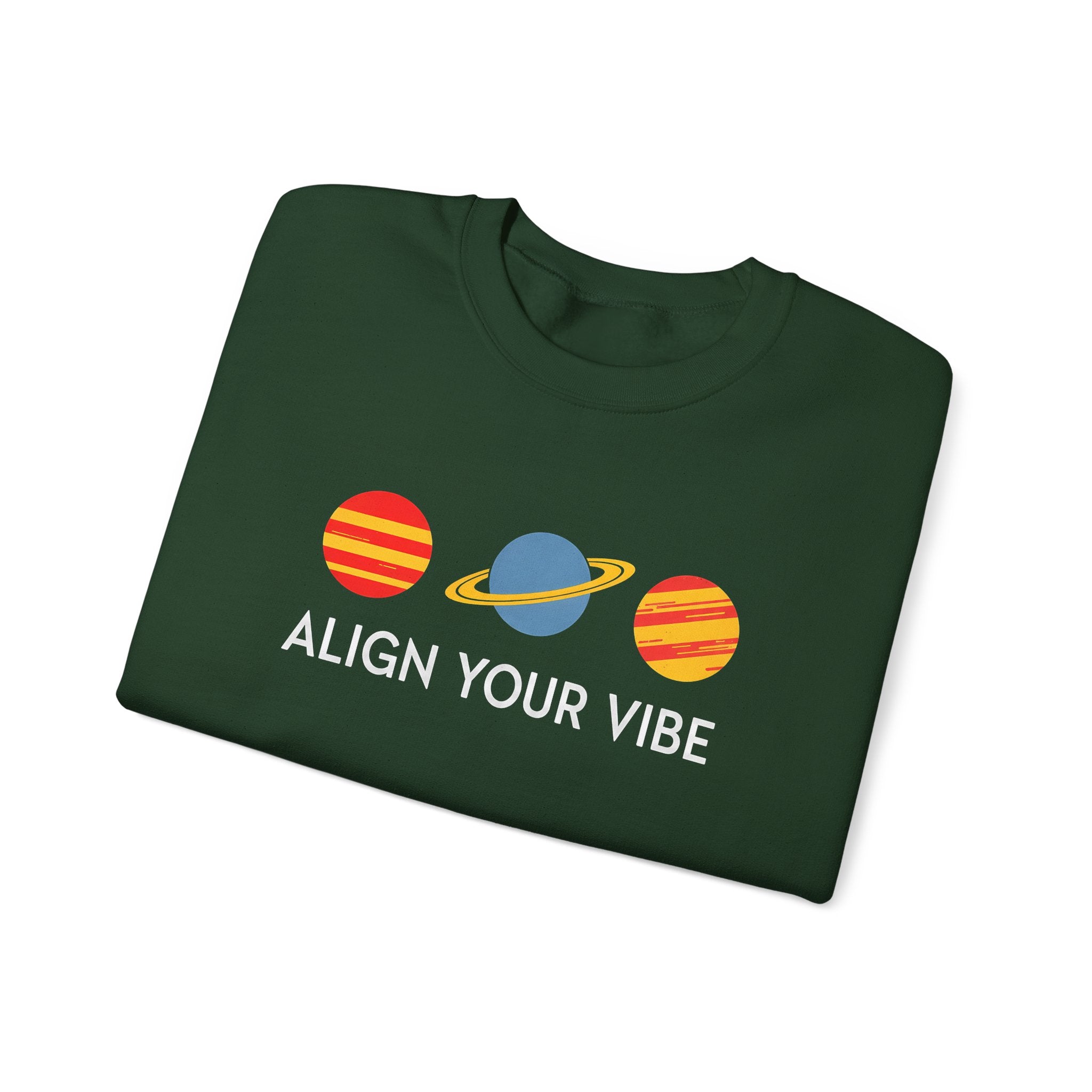 Align Your Vibe Crewneck Sweatshirt — Retro Planets Graphic