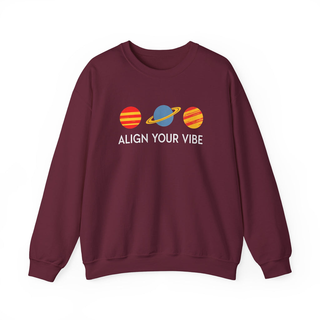 Align Your Vibe Crewneck Sweatshirt — Retro Planets Graphic