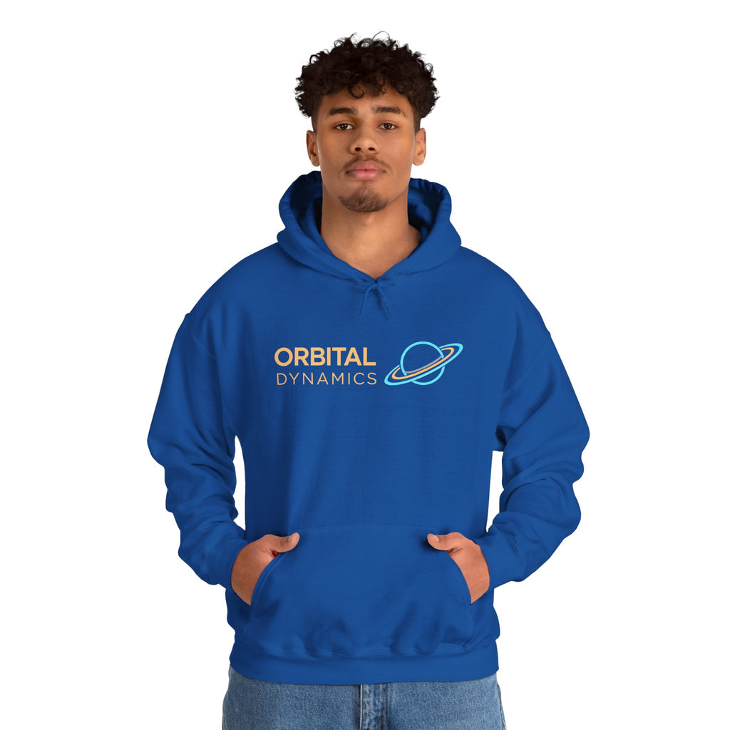 Orbital Dynamics Hoodie — Retro Planet Logo Space Sweatshirt