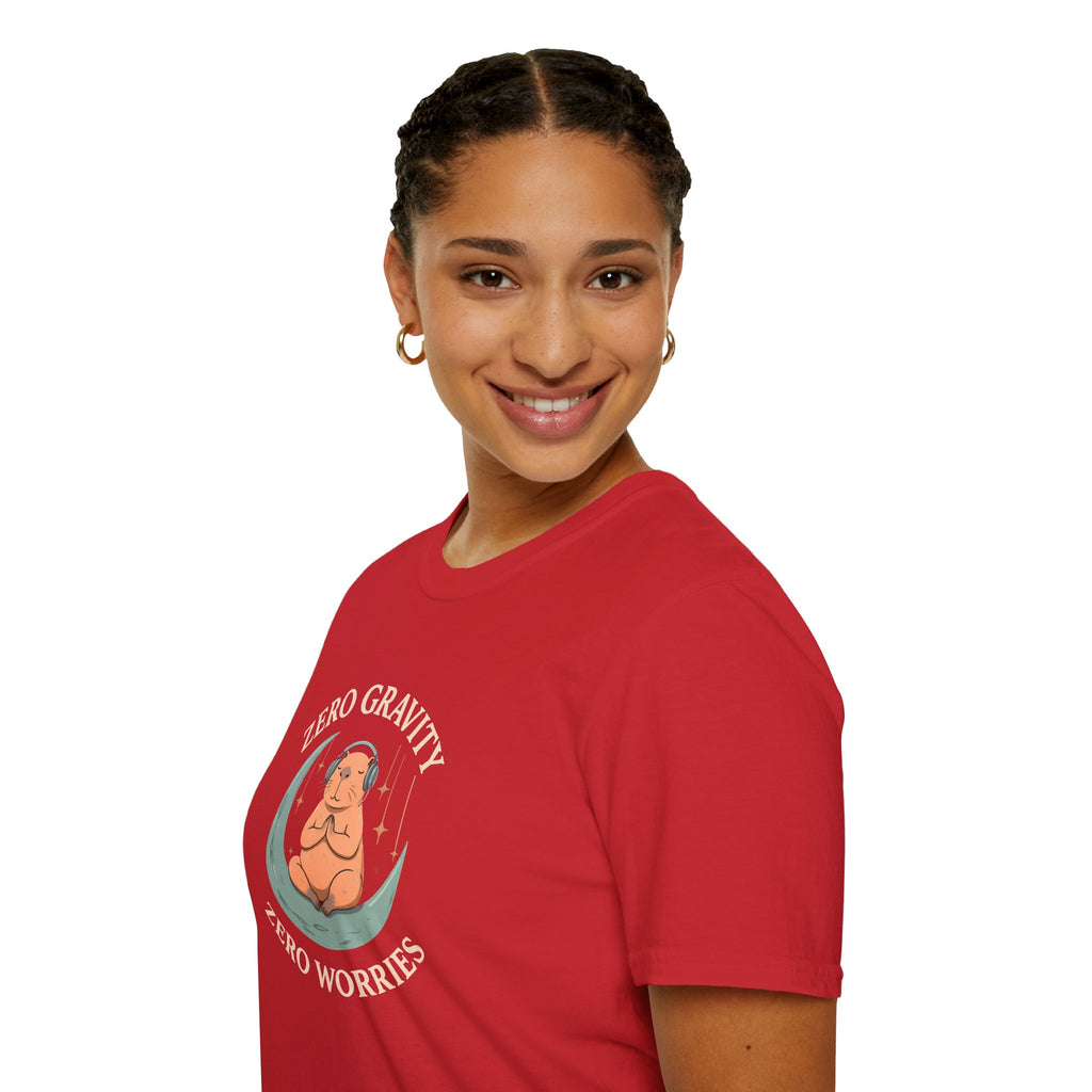 Zero Gravity, Zero Worries Meditating T-Shirt