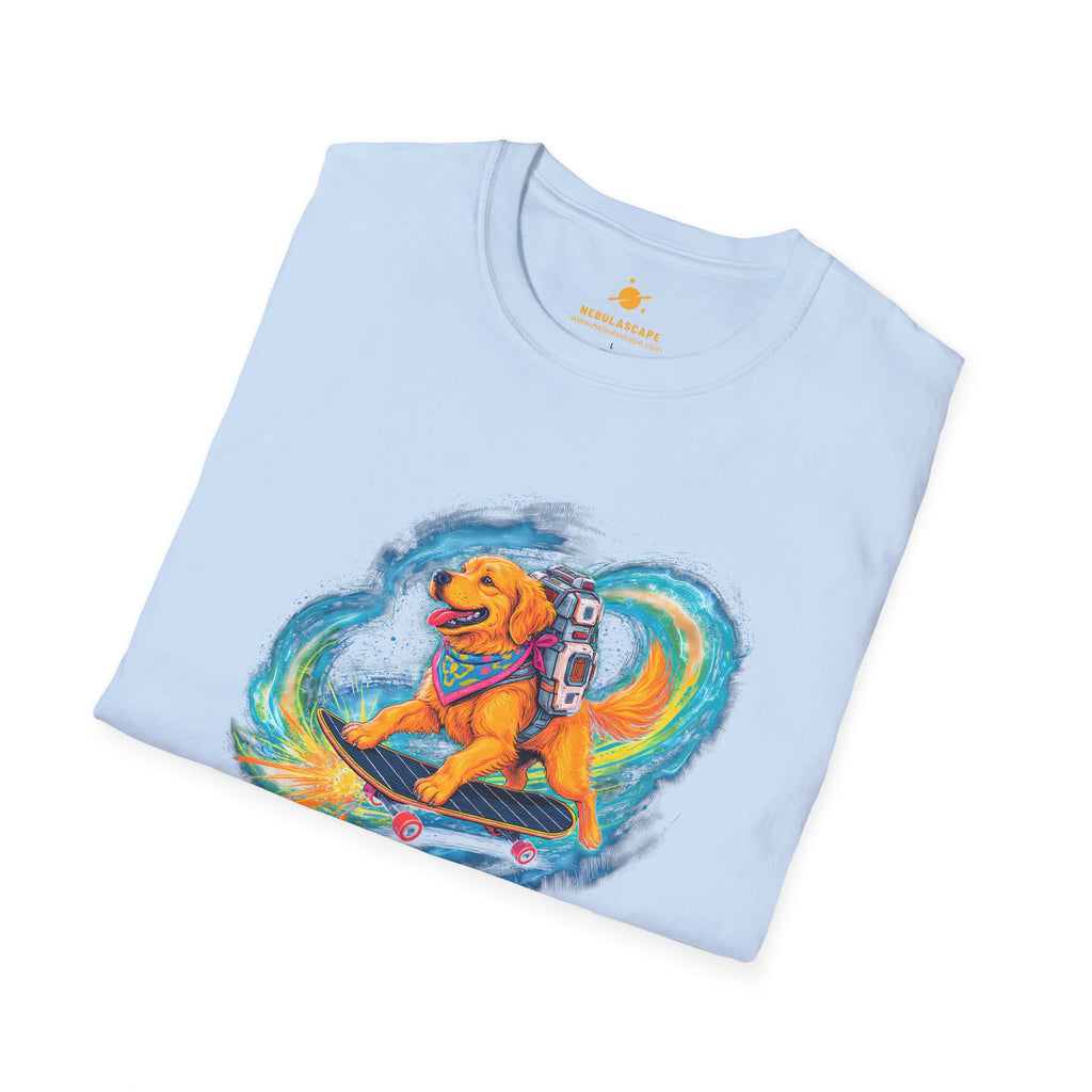 Cosmic Good Boy - Dog Skateboarding in Space T-Shirt