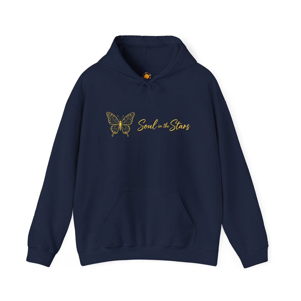 Soul in the Stars Hoodie — Gold Butterfly Spiritual Graphic Hoodie