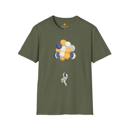 Astronaut Balloon T‑Shirt — Floating Space Explorer Graphic Tee