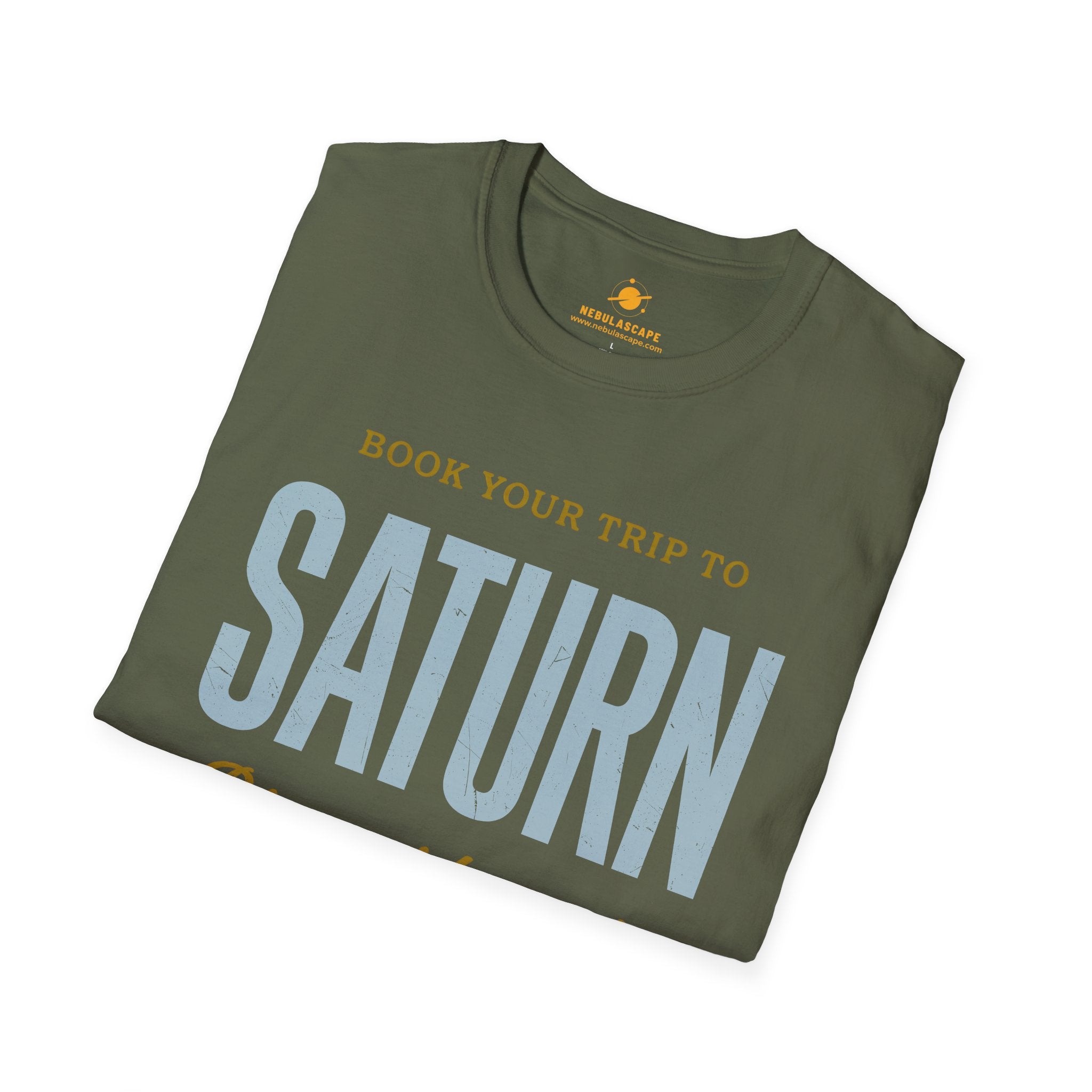 Saturn Travel Tee — "Book Your Trip to Saturn" Vintage Space Shirt