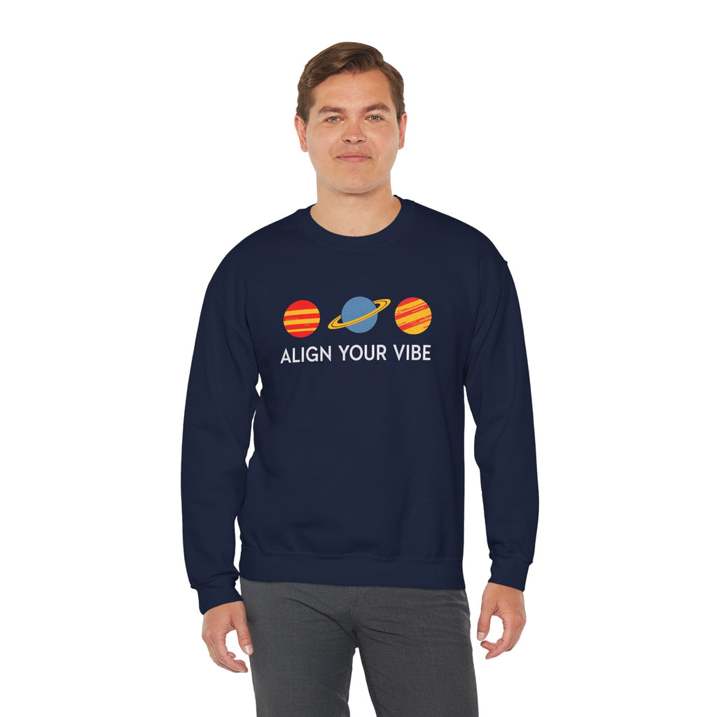 Align Your Vibe Crewneck Sweatshirt — Retro Planets Graphic