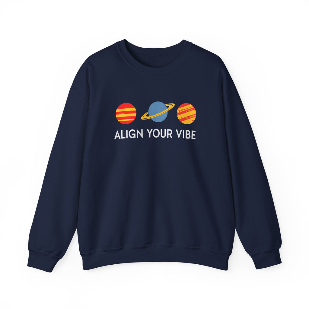 Align Your Vibe Crewneck Sweatshirt — Retro Planets Graphic