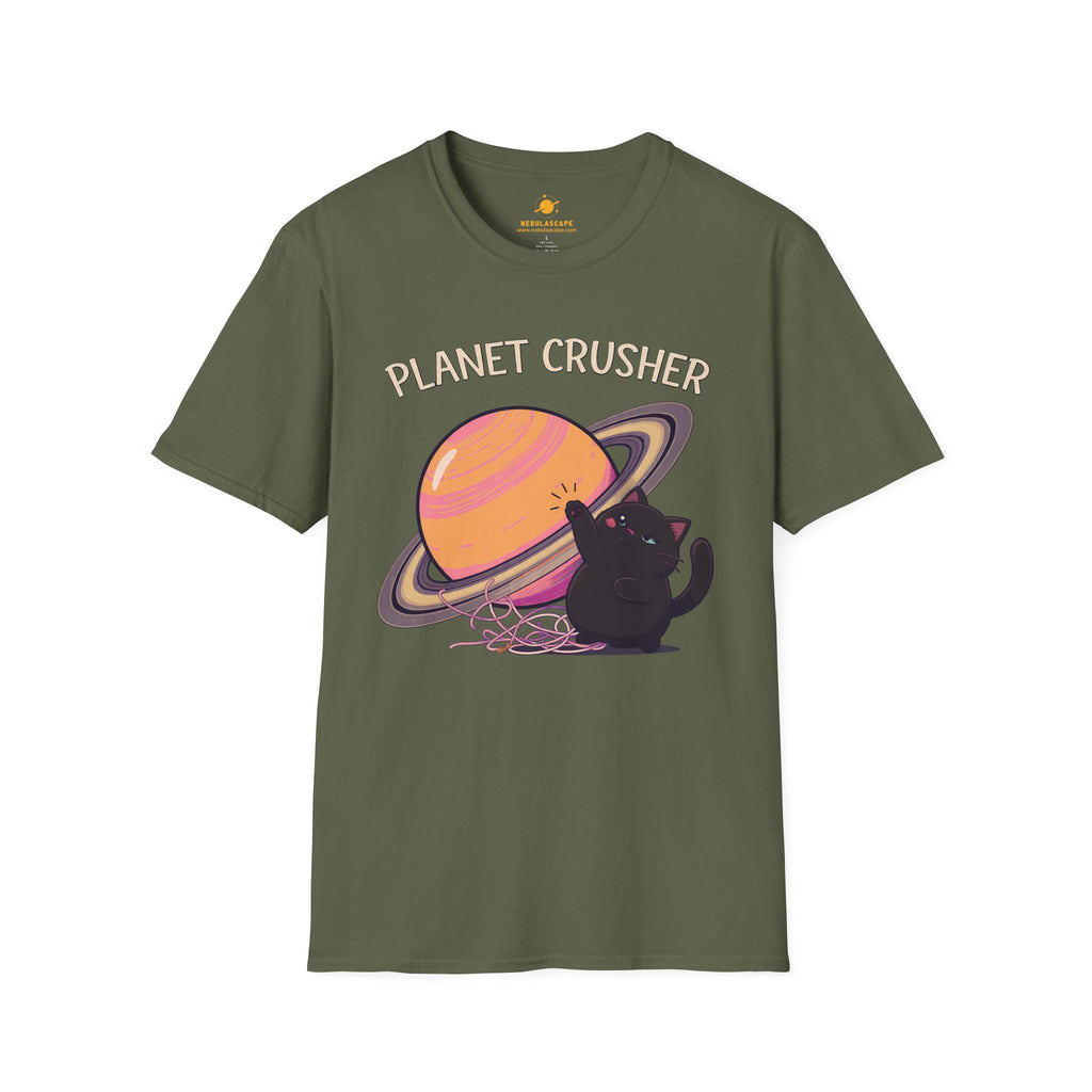 Planet Crusher Black Cat Playing T-Shirt