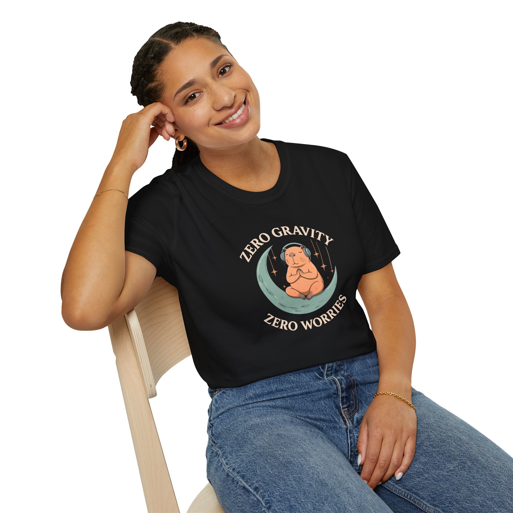 Zero Gravity, Zero Worries Meditating T-Shirt