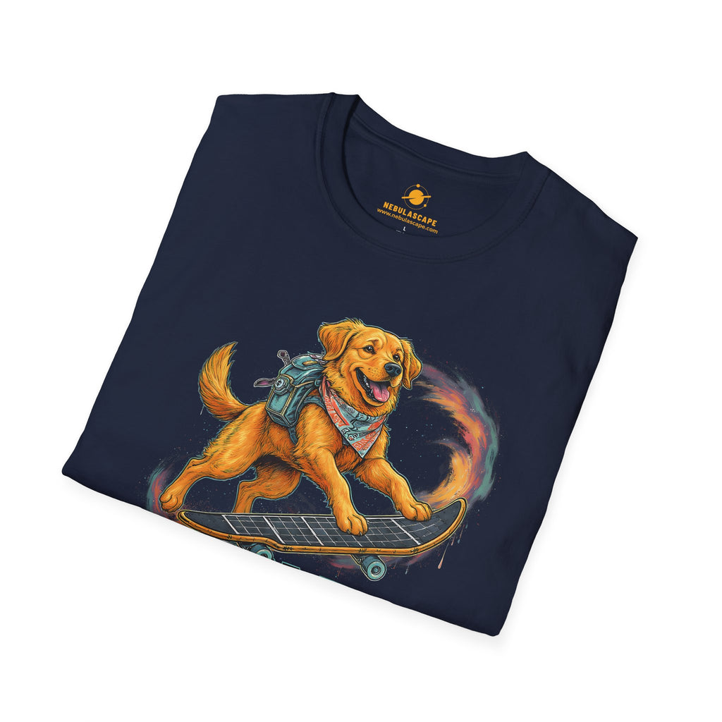 Cosmic Good Boy - Dog Skateboarding in Space T-Shirt