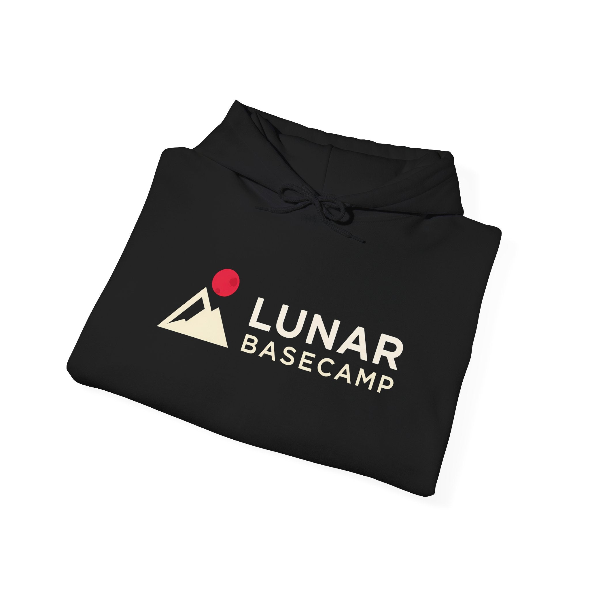 Lunar Basecamp Hoodie — Minimal Space Logo Astronaut Sweatshirt
