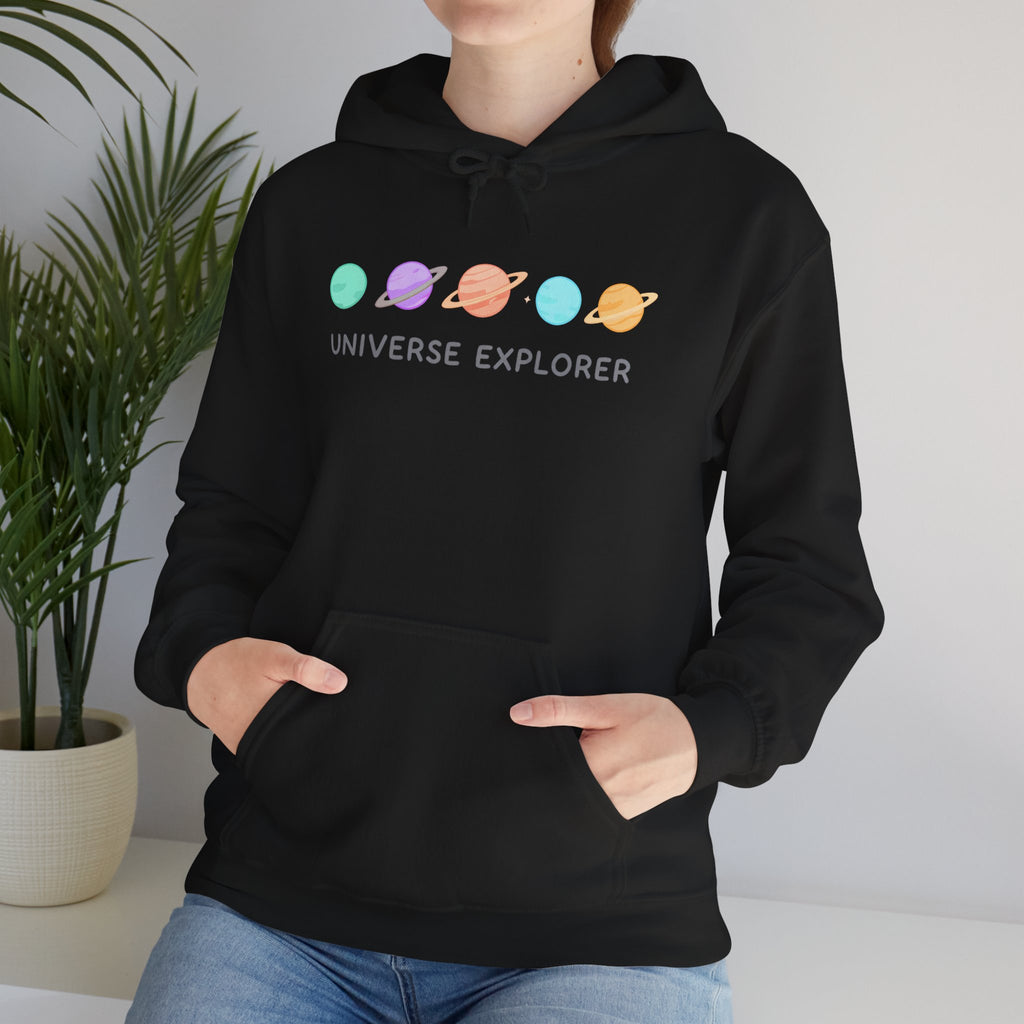 Universe Explorer Hoodie — Cute Pastel Planets Graphic Sweatshirt